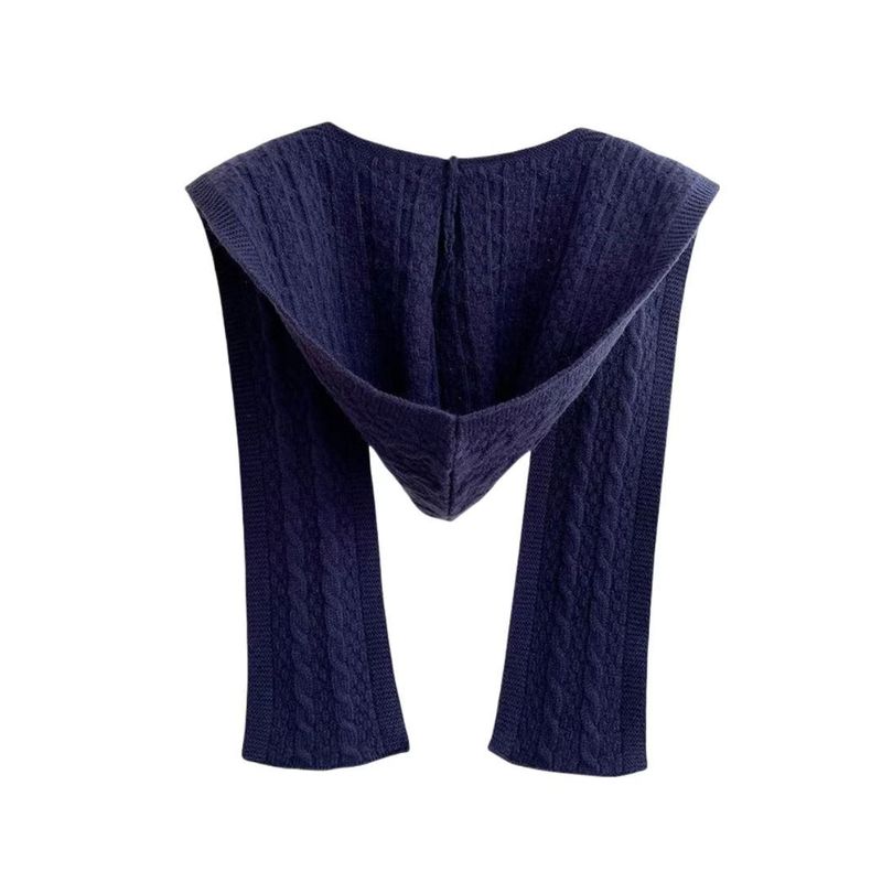 Autumn New Stylish Hooded Shawl For Women Outerwear Air-conditioned Room Neck Protection Knitted Knotted Fashionable_voghion.com