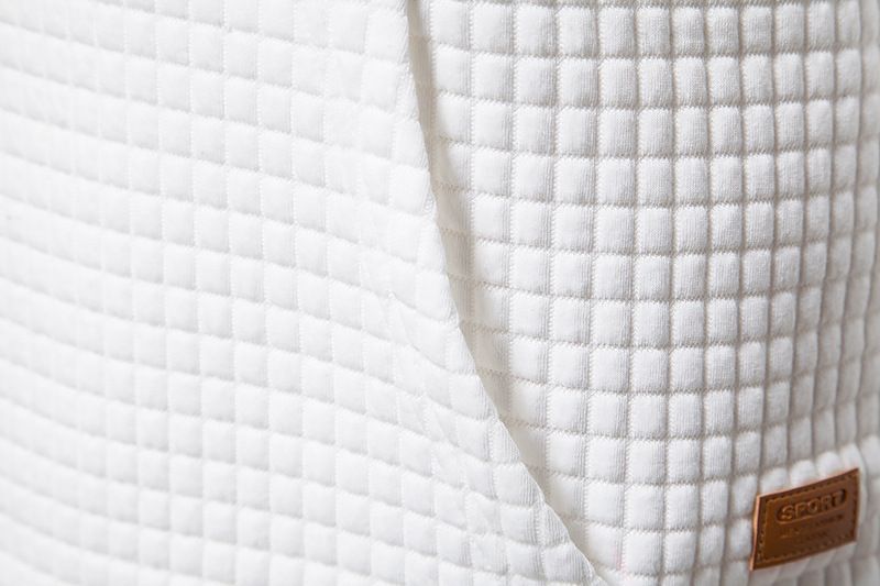 Felpa casual da uomo, taglia europea, in tessuto di cotone trapuntato a quadri, con cappuccio, in jacquard._voghion.com