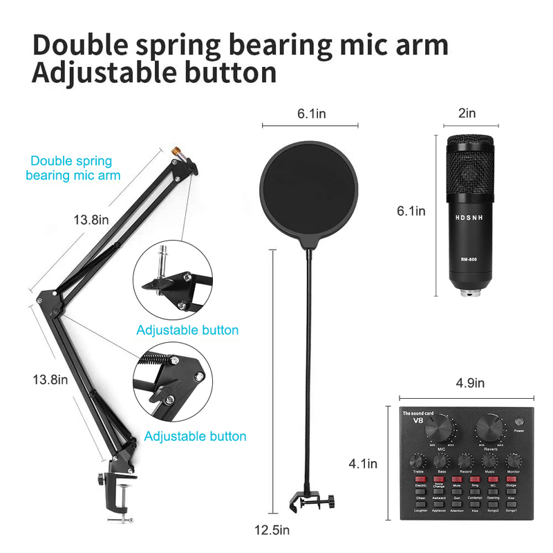 8 stks/set Bm 800 Microfoon Kit voor Computer 10 Kleuren met V8 Geluidskaart Professionnel Microfone Studio Microfono_voghion.com