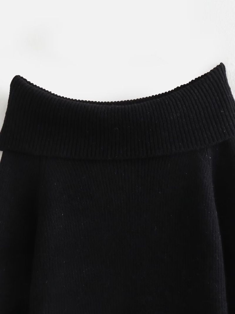 Maglione oversize da donna in maglia - Maglia girocollo a coste morbide a maniche lunghe - Pullover casual da strada (nero, rosso, grigio, crema)_voghion.com