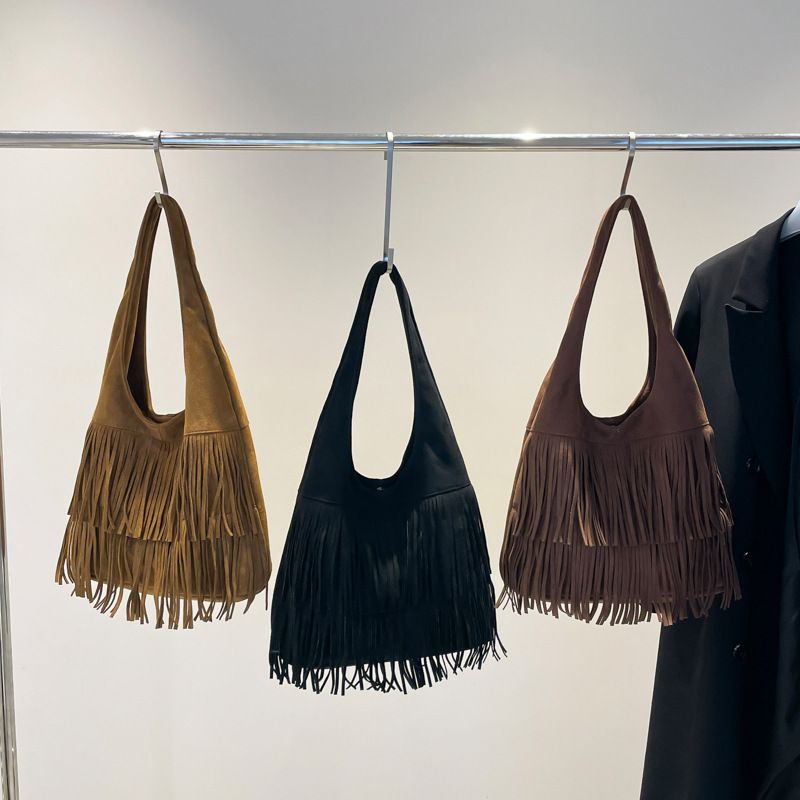 Borsa a tracolla con nappa alla moda per donna, primavera 2025, nuova, in pelle scamosciata opaca e alla moda_voghion.com