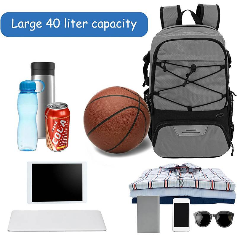 Basketbola mugursoma ar nodalījumu bumbai – liela basketbola soma ar nodalījumu apaviem, sporta aprīkojuma soma_voghion.com