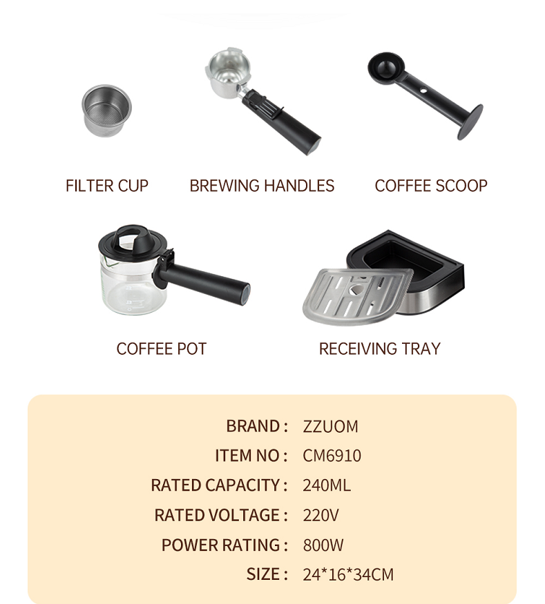 PSCM6910 Puoliautomaattinen korkeapaineinen höyry integroitu kahvinkeitin espresso kahvin uutto höyry maidon vaahdotus_voghion.com