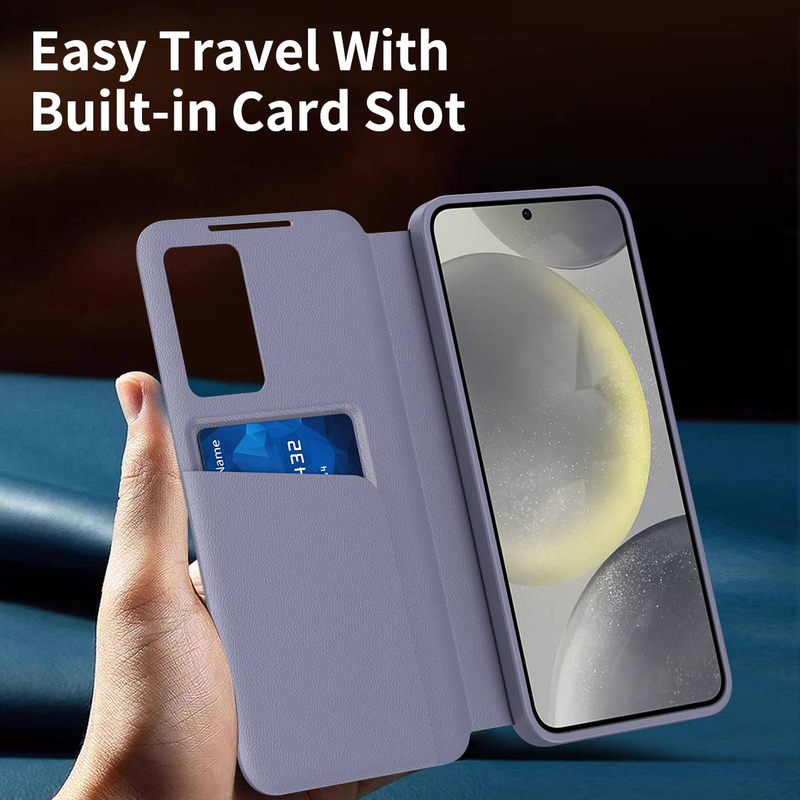Pametni usnjen ovitek za telefon z okencem za Samsung Galaxy S22 S23 S24 S25 Plus S22Ultra S23Ultra S24Ultra S25Ultra, odporen proti udarcem in režo za kartico_voghion.com