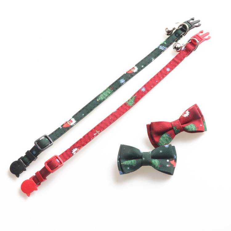 Christmas Snowman & Tree Pattern Pet Collar_voghion.com