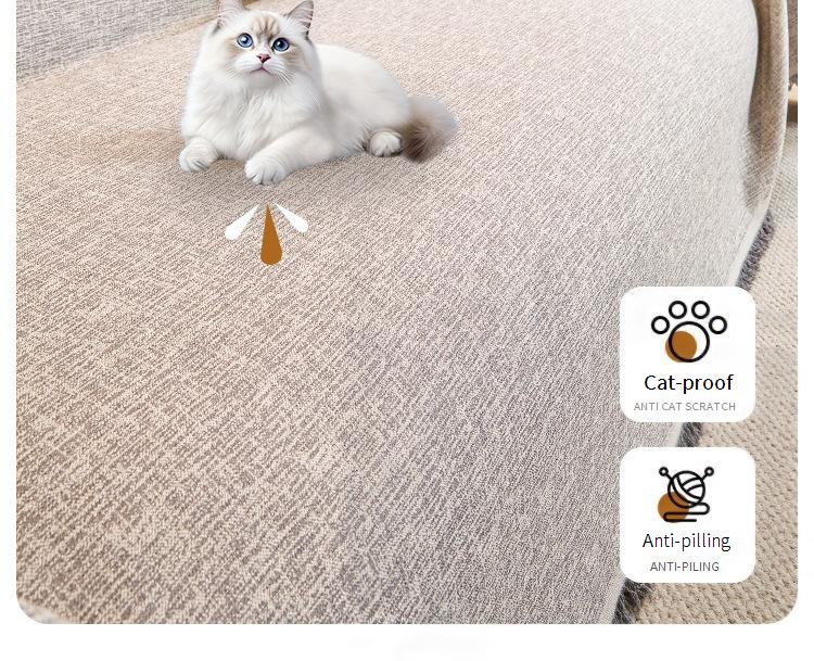Linen-Look Sofa Cover - Minimalist Modern Couch Protector (Cat-Proof Washable Soft & Breathable Universal Fit)_voghion.com