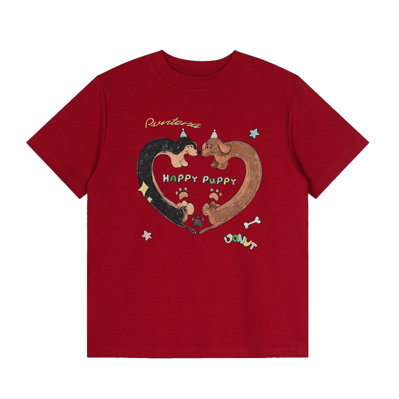 Camiseta de manga corta con estampado de perro salchicha para hombre, estilo informal, cuello redondo_voghion.com