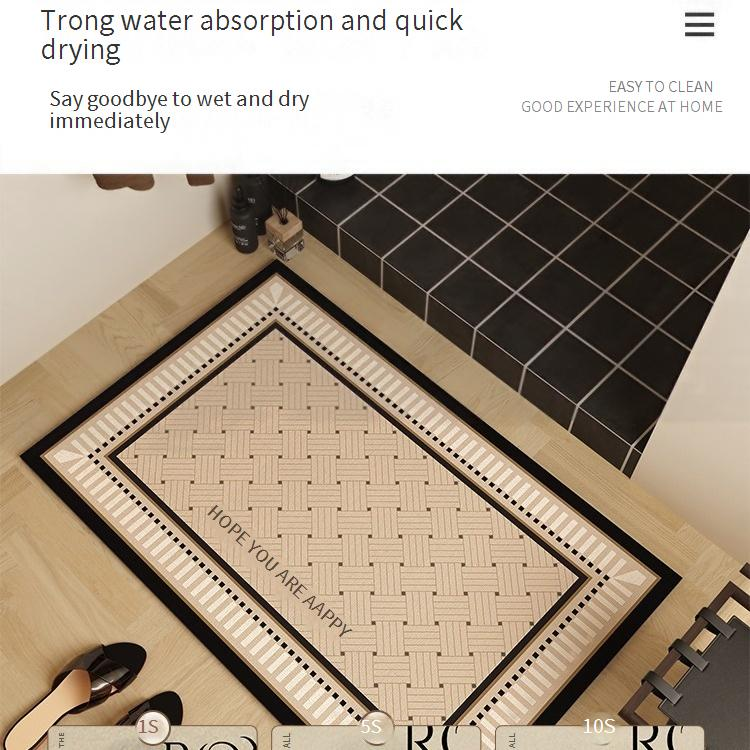 Bathroom Floor Mat Right Angle Diatom Mud Absorbent Quick Drying Mat Bathroom Door Anti Slip Foot Mat Toilet Door Carpet_voghion.com