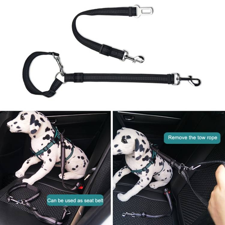 Pet Dual-purpose Car Reflective Seat Belt Dog Leash_voghion.com
