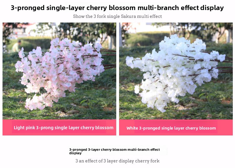 Artificial Cherry Blossom Branches - 1.2m Realistic Sakura Flowers For Wedding Decor, Photography Props & Home Styling (UV-Resistant, Bendable Stems)_voghion.com