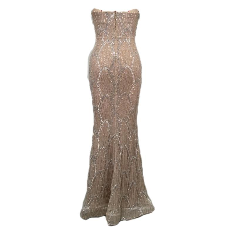 Elegantes Perlen Meerjungfrau Abendkleid für Hochzeit Party Bankett Cocktail Sexy Backless Korsett Kleid_voghion.com