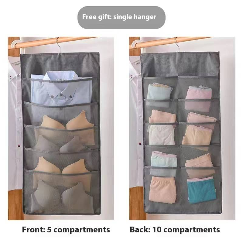 Space-Saving Hanging Organizer For Underwear, Bras, Socks & More - Double-Sided Fabric Storage Bag With Multiple Pockets For Closet, Door & Travel_voghion.com