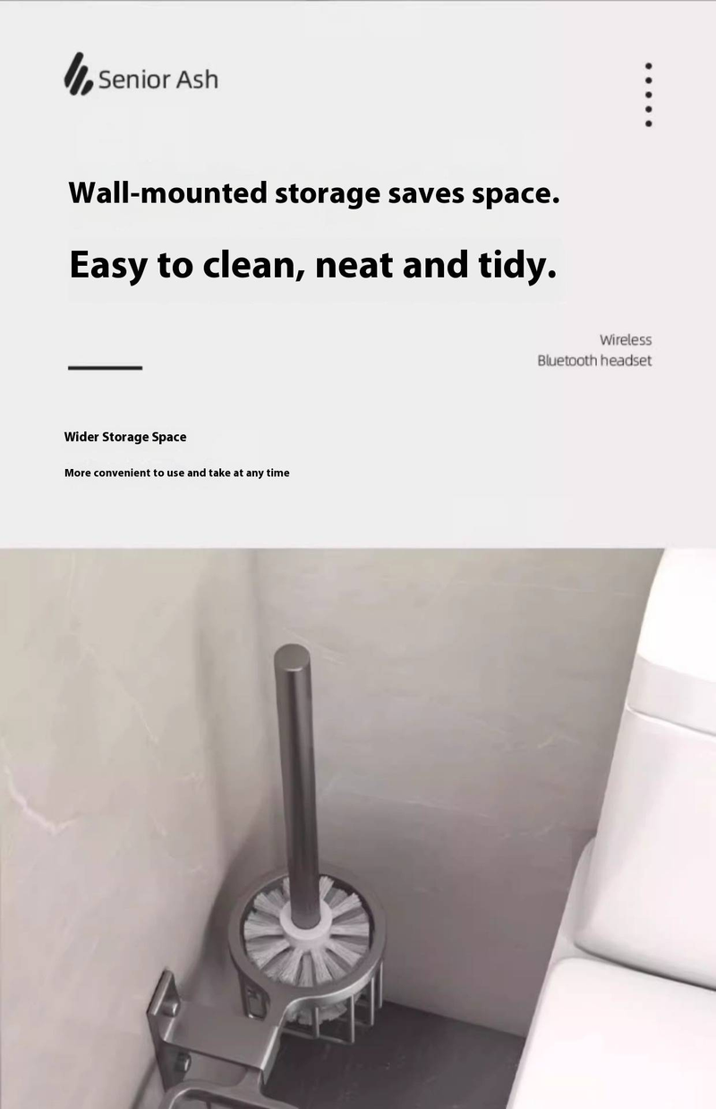 Hochwertiger Toilettenbürstenhalter zur Wandmontage – Space Aluminium, Badezimmer-Organizer ohne Bohren (Mattschwarz/Silber/Grau, rostfrei, 10 kg Tragkraft)_voghion.com