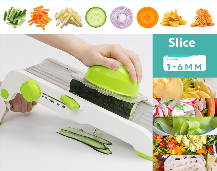 Multifunctionele keukenmachine – 5-in-1 groentesnijder met roestvrijstalen messen – Veilig en efficiënt voor aardappelen, wortels en kaas_voghion.com