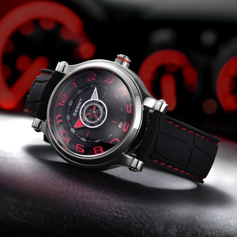 Relojes automáticos BERNY para hombre, de moda, resistentes al agua hasta 5 ATM, correa de silicona, reloj mecánico con fecha, reloj de pulsera de zafiro superluminoso y fácil de leer._voghion.com