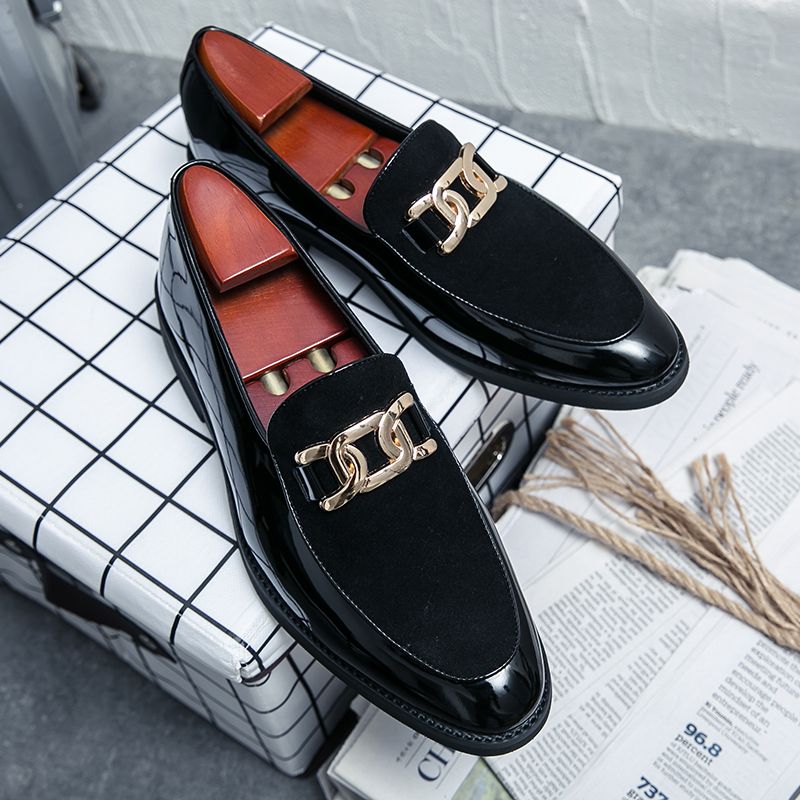 New Fashion Men's Brown Business Casual Loafer Shoes Daily Office Black Buckle Monk Men's Shoes One Foot Cover Banquet Dress Wedding Leather Shoes_voghion.com