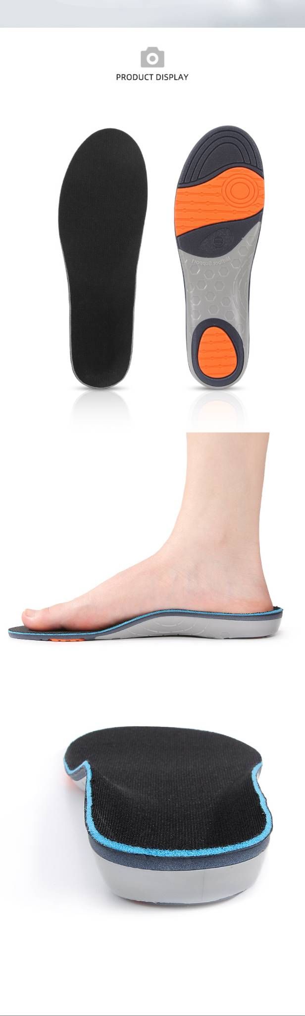 Einlegesohlen mit Fußgewölbestütze bei Plattfüßen und Überpronation – Gepolsterte orthopädische Schuheinlagen für Damen und Herren (Grau/Schwarz, Größen 35–46, Ganzjahresmodell)_voghion.com