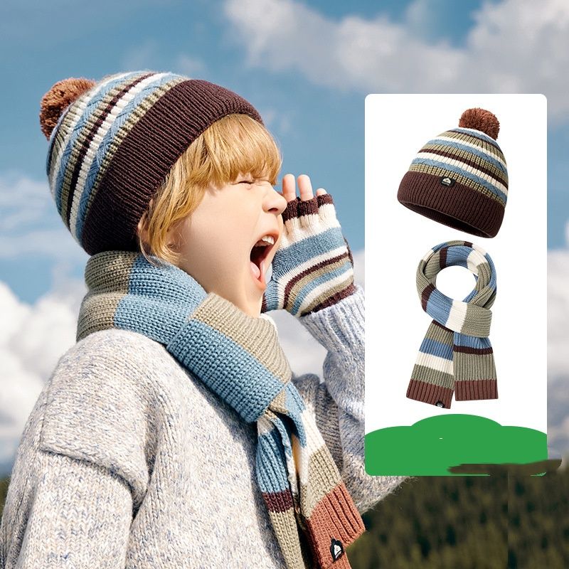 Kids' Winter Hat & Scarf Gloves Set – Warm Knit Beanie With Ear Flaps, Soft Fleece-Lined, Adjustable, Unisex For Boys & Girls_voghion.com