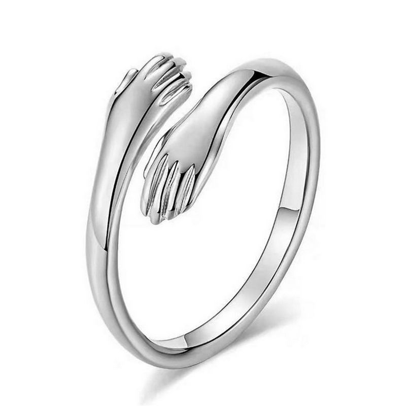 Pronto magazzino nuovo romantico abbraccio anelli intagliati amore creativo per sempre apertura dito anello regolabile mano per donne uomini gioielli di moda_voghion.com