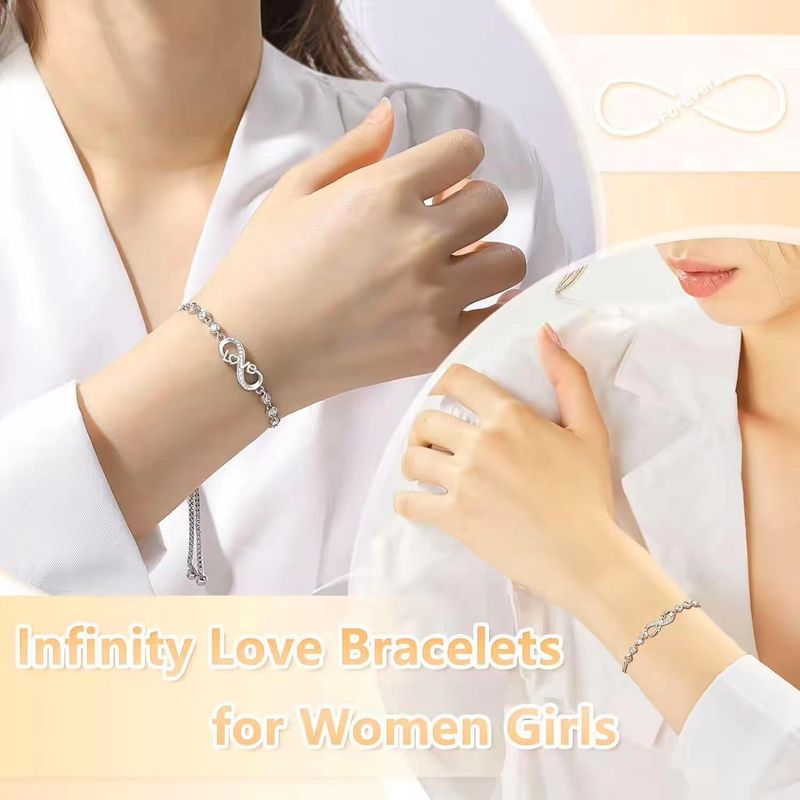 Braccialetto Infinite Love Loop Pull da donna, personalizzato Vera con micro pavé di zirconi_voghion.com