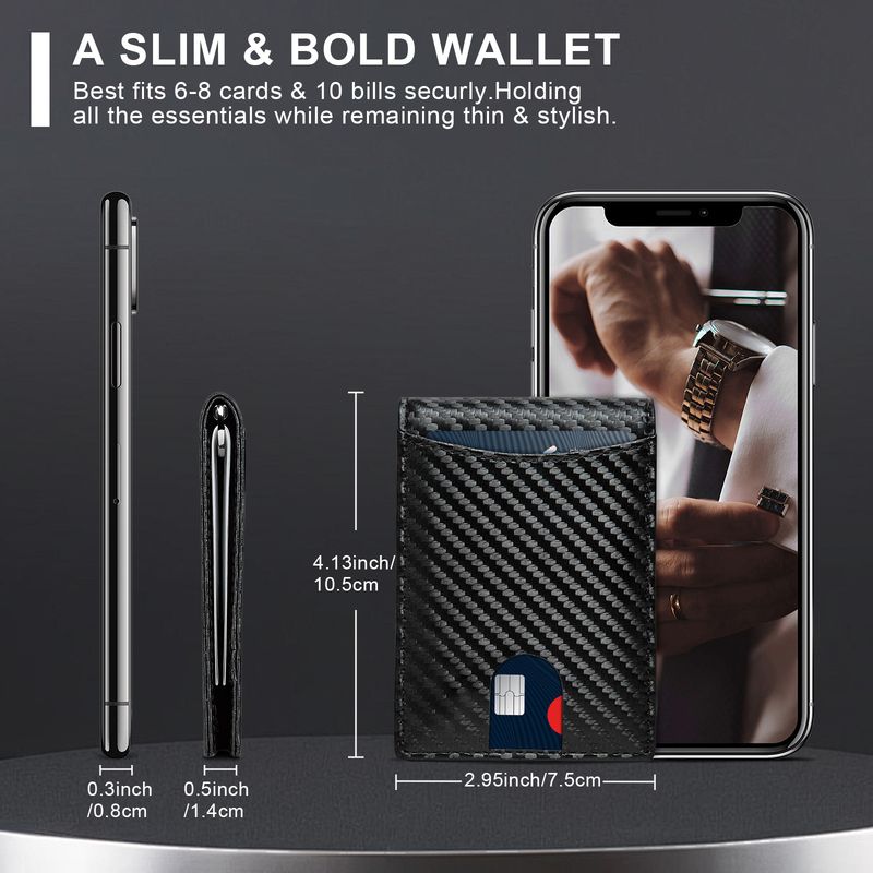 High Quality Carbon Fiber Dollar Clip Anti-theft Brush Ultra Fiber Cow Pickup Bag Genuine Leather Wallet For Men_voghion.com