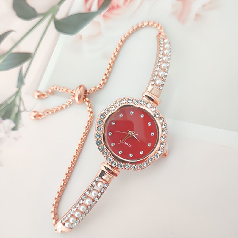 New Style Chalcedony Inlaid Diamond Crown Four-Leaf Clover Mermaid Rolling Bead Flowing Sand Pull-out Women's Bracelet_voghion.com