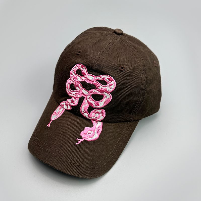 Elegante berretto da baseball con ricamo a forma di serpente e fiocco - Cappello unisex regolabile in cotone per protezione solare e moda_voghion.com