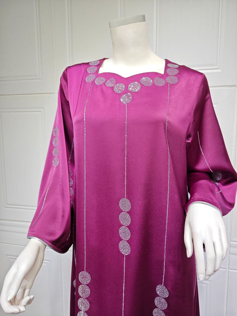 Eid muszlim parti ruha szatén abaya nőknek jalabiya ramadan hosszú ruhák abaya női gyémánt köntös kaftán vestidos largos 2025_voghion.com