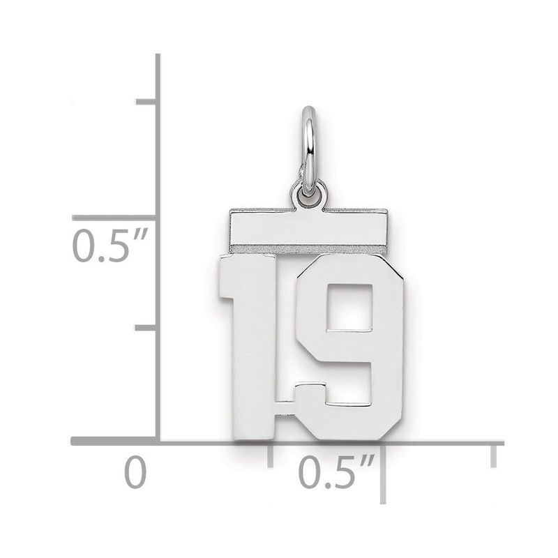 Sterling Silver/Rhodium-plated Polished Number 19 Charm_voghion.com