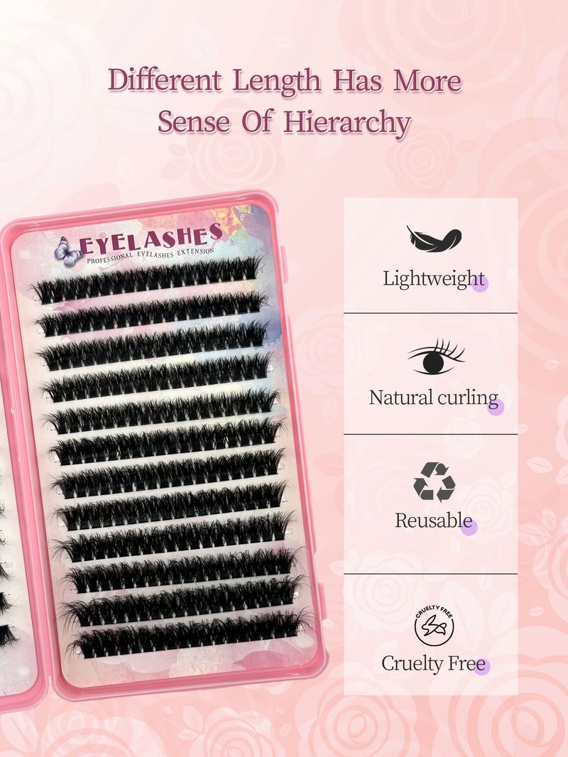 5D Volume Lash Book - 480 Clusters False Eyelashes, 80D Dramatic Volume For Natural Lash Extensions, Single Cluster & Easy To Apply_voghion.com