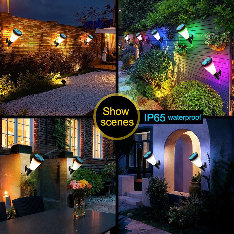 Solar Lights Warm/White/RGB Outdoor Waterproof Solar Security Torch Lamp Lighting For Garden Corridor Yard Garage Decoration_voghion.com