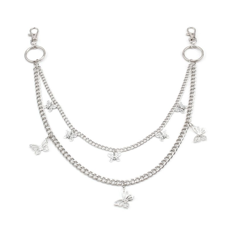 Anello in metallo con ciondolo a farfalla cava, per vita, hip-hop, punk, versatile, pantaloni a doppio strato, catena_voghion.com