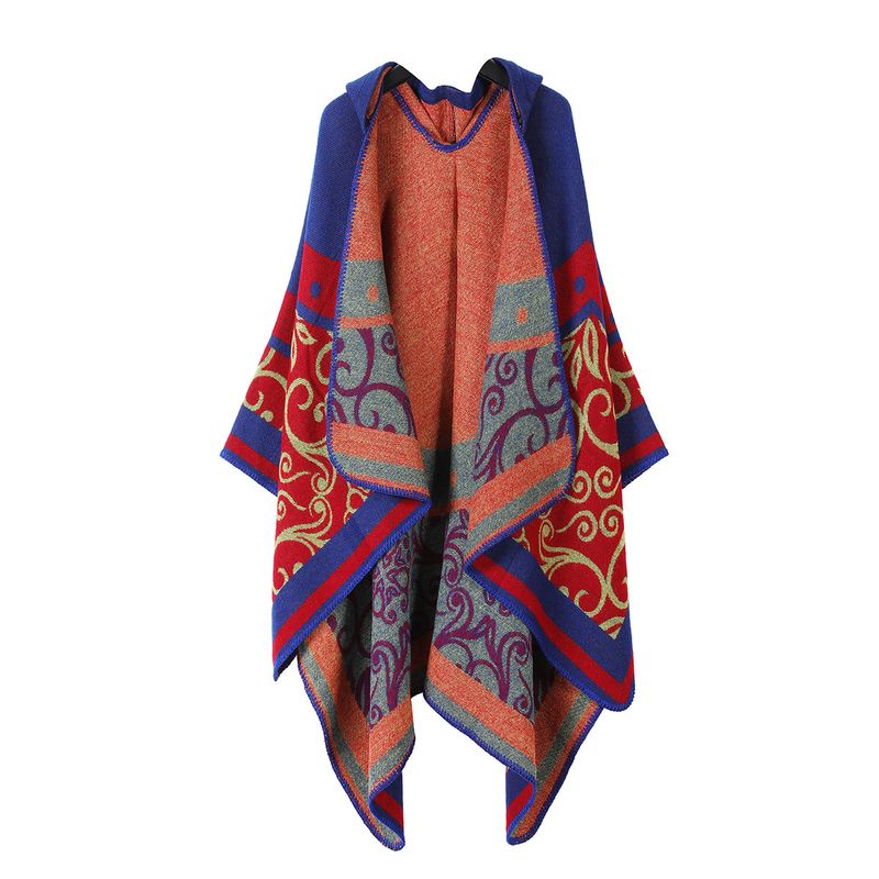 Sciarpa unisex alla moda, mantello caldo, scialle, mantello etnico vintage in jacquard, mantello con cappuccio in cashmere diviso_voghion.com