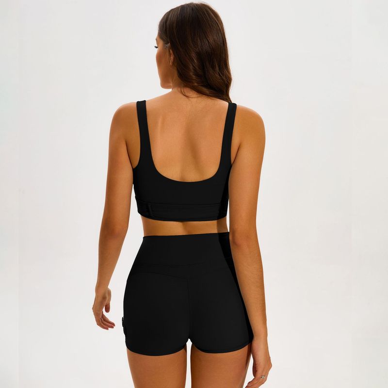 LazyZoom - Ensemble de yoga moulant et esthétique avec coussinet de poitrine, idéal pour l'extérieur, idéal pour la course à pied, décontracté et polyvalent, pour femme_voghion.com