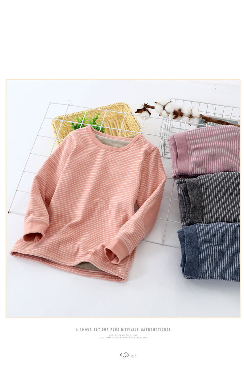 Processing Children's Warm Underwear Set Autumn And Winter Plus Fleece Thickened Cuhk Children Long Johns Boys And Girls Home Wear_voghion.com