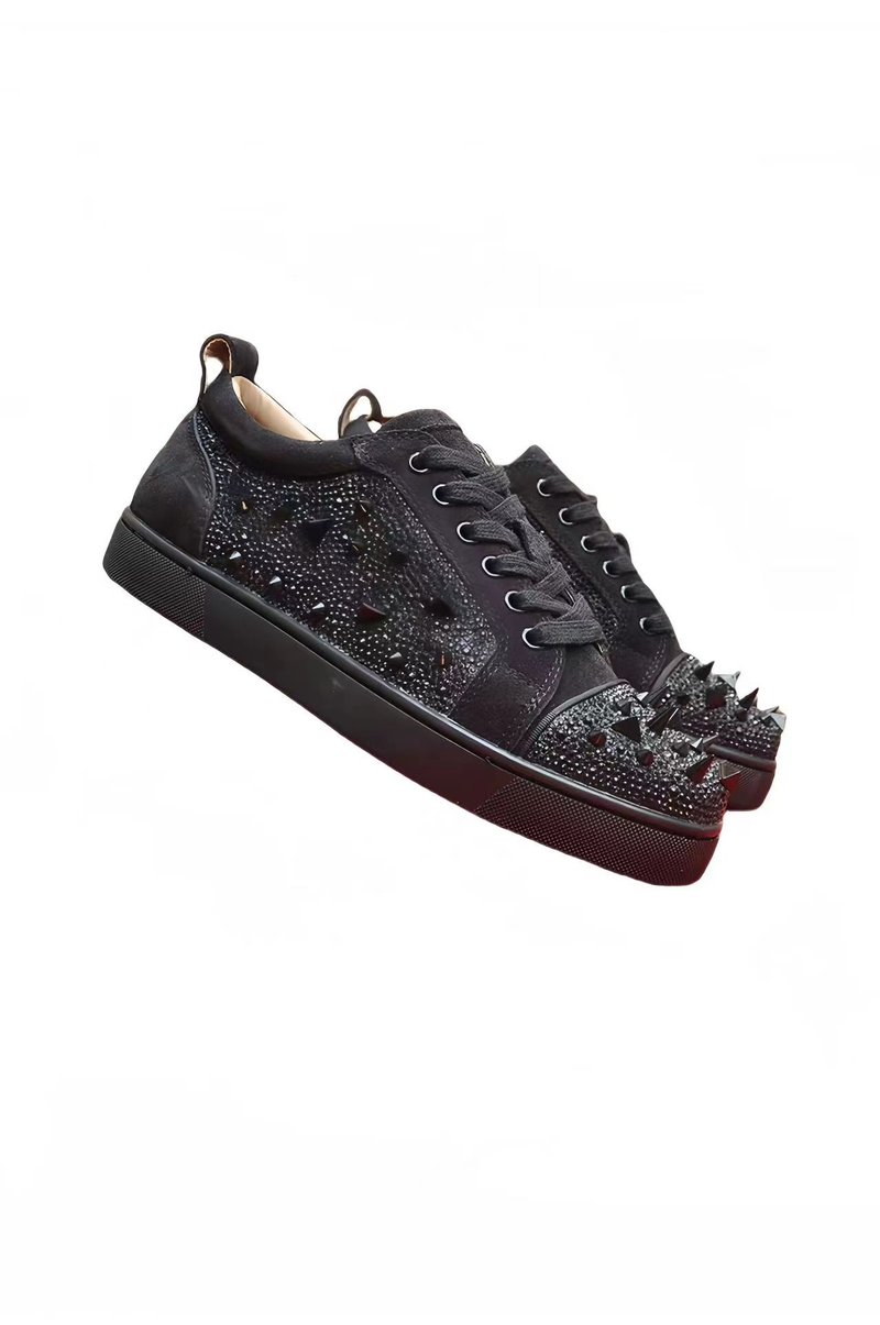 Leder Bequeme Mode Herrenschuhe Persönlichkeit Atmungsaktive Freizeitschuhe Sommerliebhaber Schuhe Diamant Nietenschuh_voghion.com