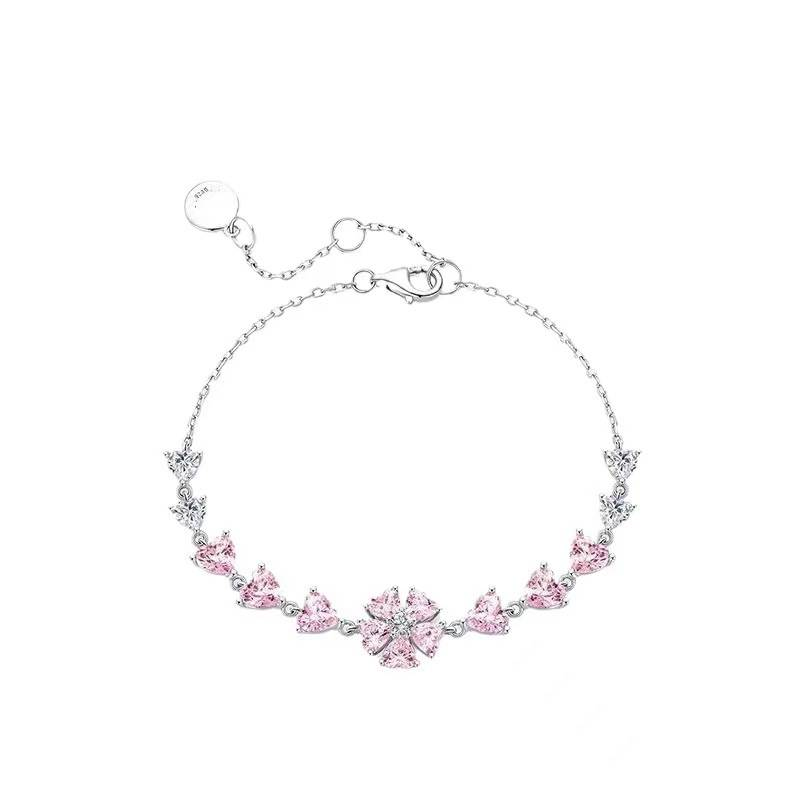 Pfirsichblüten-Armband für Damen, modisches und vielseitiges Geschenk im neuen Stil für Freundinnen, frischer und spritziger rosa Blumen-Handschmuck_voghion.com