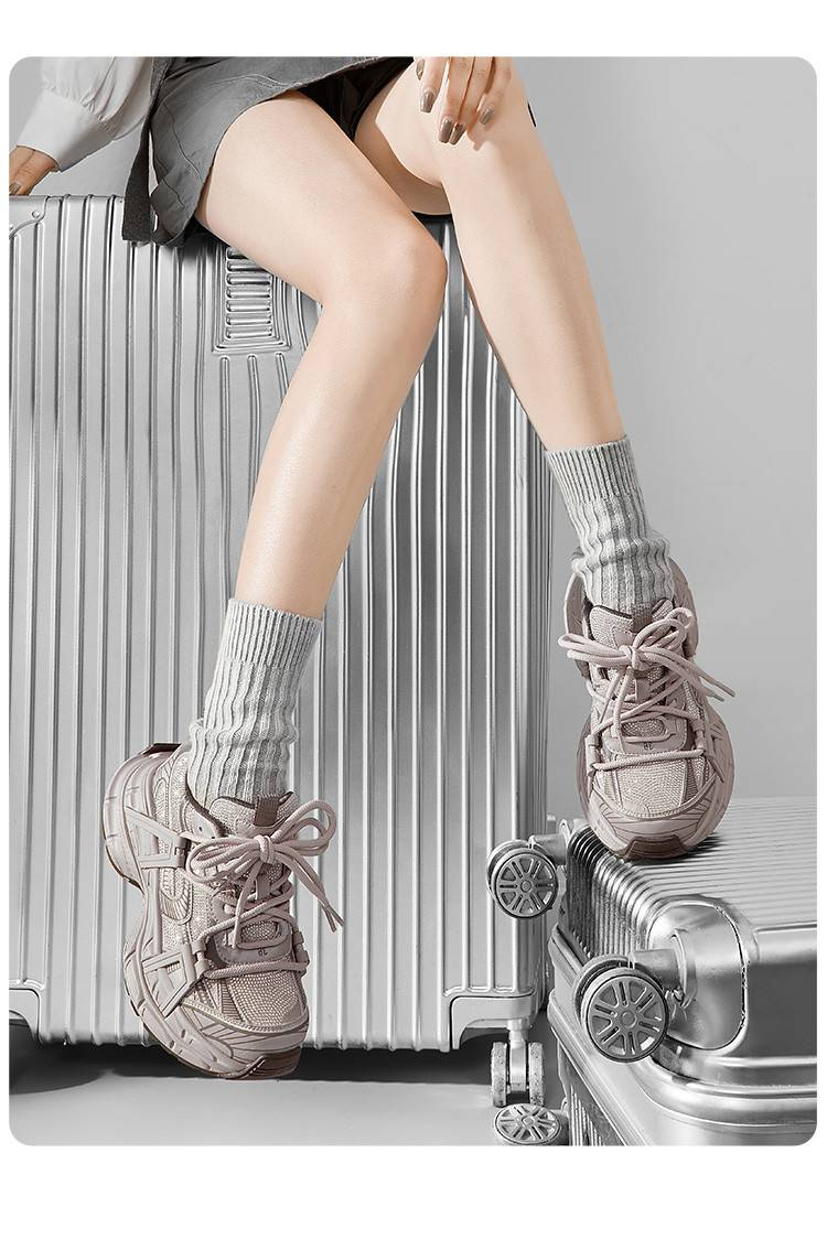cameido Women's 2025 Spring Rhinestone Dad Shoes, Versatile Platform Thick - Soled Casual Athletic Shoes For Petite Women_voghion.com