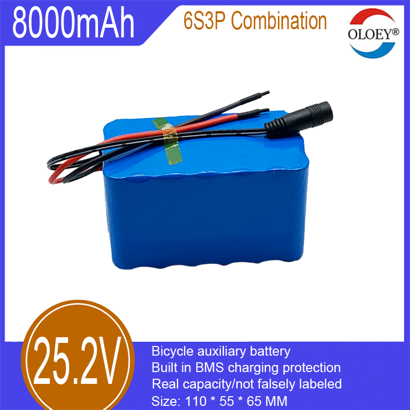 25,2-V-Lithium-Ionen-Akkupack, 6S3P-Kombination, 8000 mAh, integrierter BMS-Ladeschutz, verwendet in Elektrofahrrädern, Drehmomentfahrrädern und anderen Bereichen_voghion.com