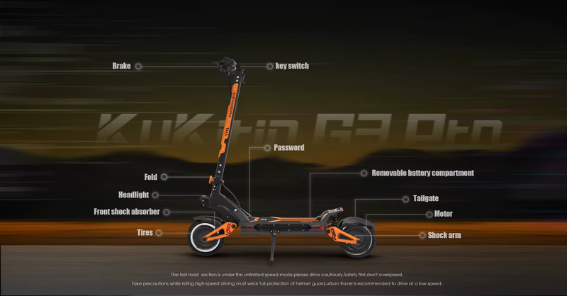 KuKirin G3 Pro 1200W*2 Motor Off-Road elektrisk scooter 10 Tommer Dæk 52V 23,2Ah Aftageligt batteri 80KM Max Rækkevidde 65Km/t Max Hastighed_voghion.com