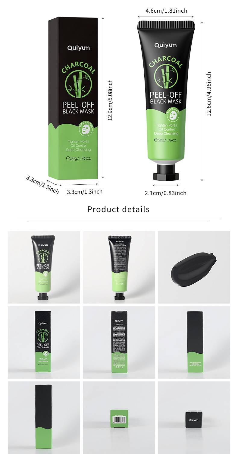 QUIYUM Maska za ljuštenje s bambusovim ugljenom, 50 g - za čišćenje pora, nanošenje na kožu s hidratantnom funkcijom_voghion.com
