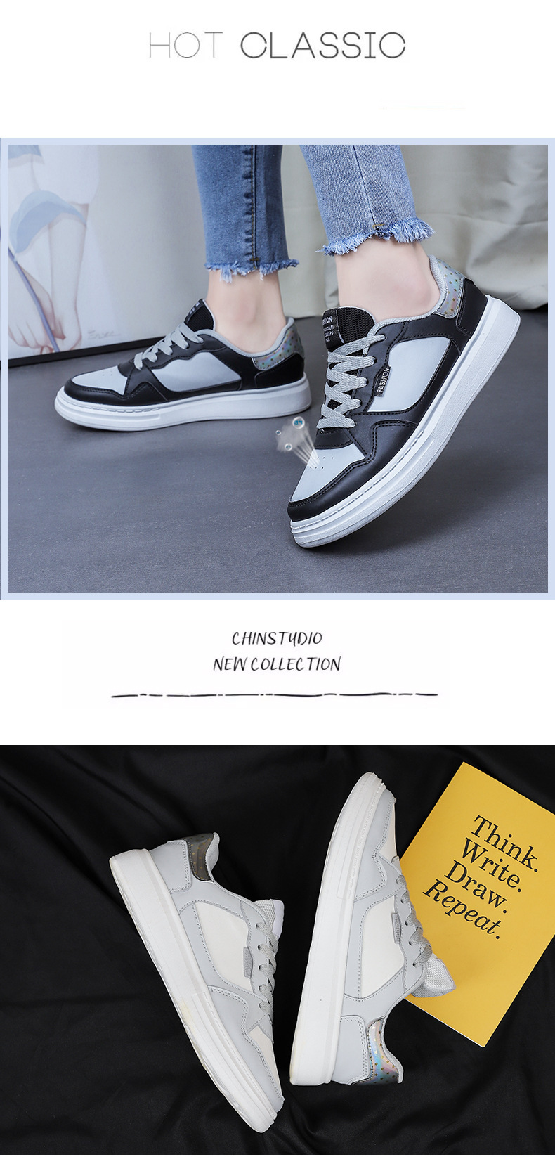 Women's Shoes Spring New White Shoes For Women Ins Street Fashion Shoes Shallow Mouth Breathable Student Casual Sports Shoes_voghion.com