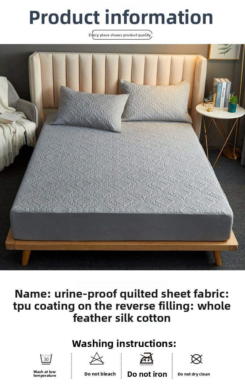 Drap-housse imperméable - Protège-matelas matelassé toutes saisons (rembourré en coton, antidérapant, universel, pour lit de bébé/grand/très grand lit, lavable en machine)_voghion.com