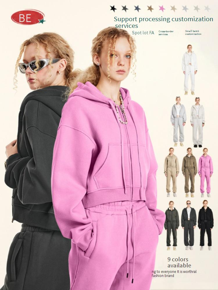 Retro-Hoodie mit Reißverschluss für Damen – Übergroßer, kurzer Pullover mit Fleecefutter, Streetwear-Freizeitjacke für Herbst und Winter_voghion.com