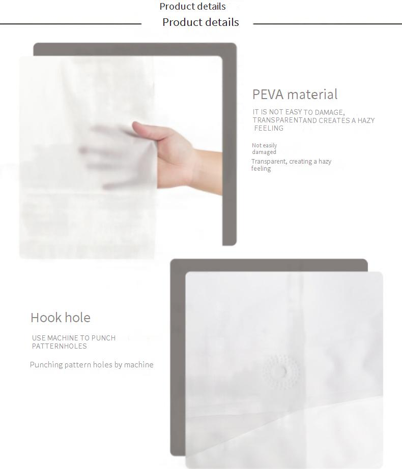 Rideau de douche PEVA – Cloison de salle de bain moderne et imperméable, design magnétique sans perçage, 180 x 180 cm, options transparentes/blanches/multicolores_voghion.com