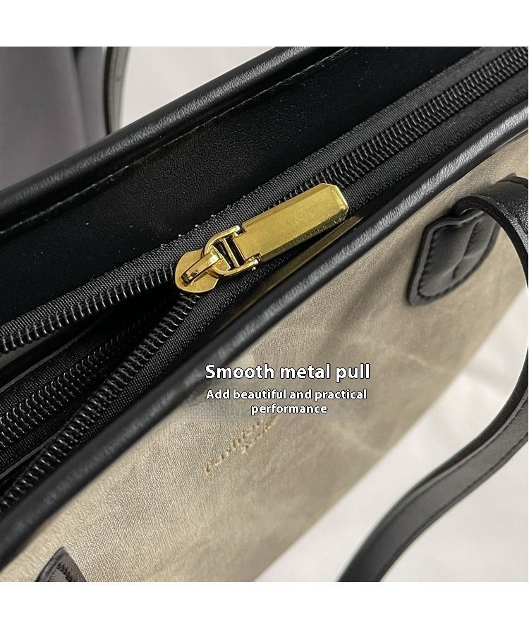 Trendy Oversized Tote Bag For Women - PU Leather Shoulder Bag With Gold Foil Print, Spacious XL College Book Bag For Daily Commute & Casual Outings_voghion.com