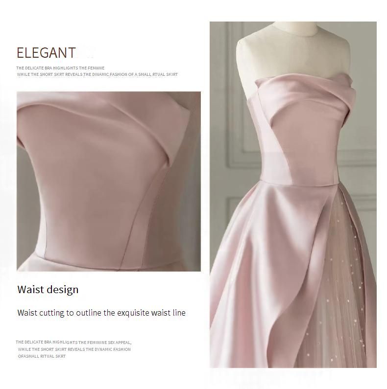 Elegante roze strapless avondjurk voor banketten, bruiloften, feesten en formele evenementen - A-lijn prinsessenjurk met sweetheart-halslijn_voghion.com