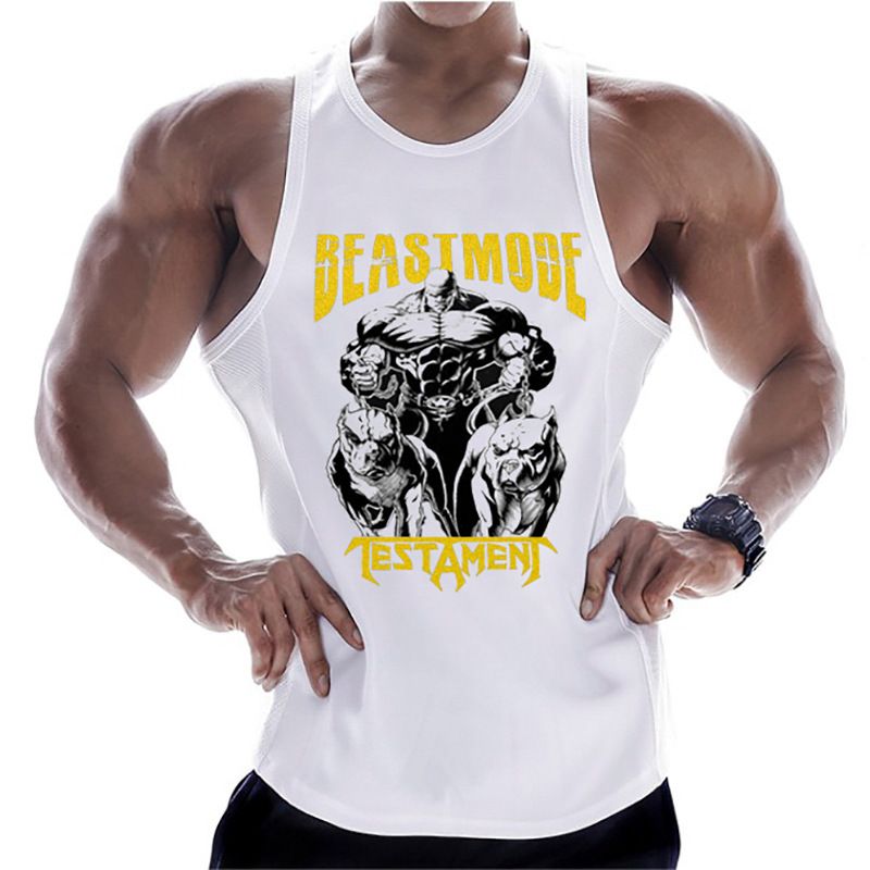 Camiseta de entrenamiento transpirable de algodón puro para hombre de Muscle Brother._voghion.com