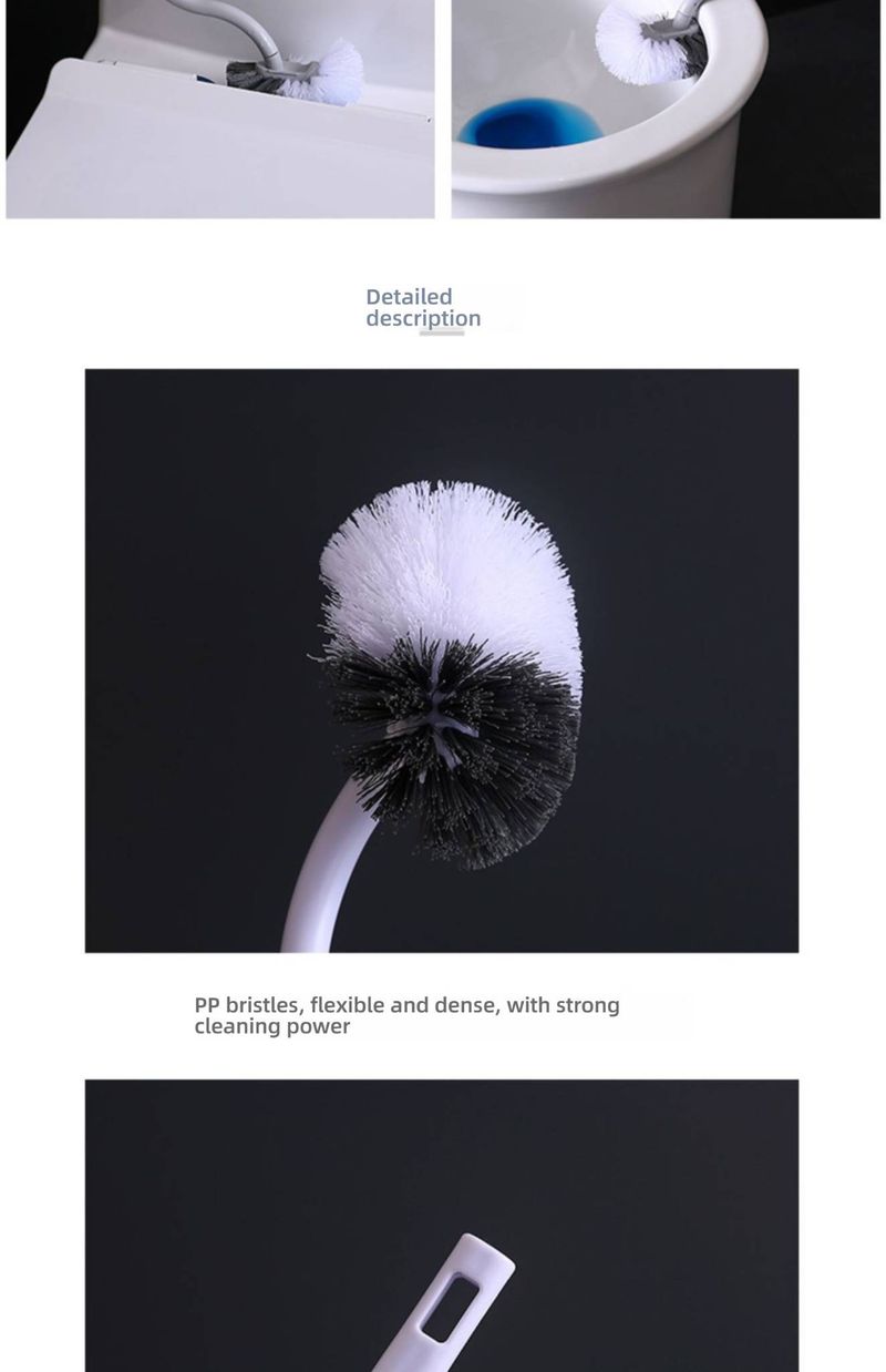 Flexible Long Handle Toilet Brush With Soft Bristles, Space-Saving Hanging Design For Effective Bathroom Cleaning (Grey/White)_voghion.com