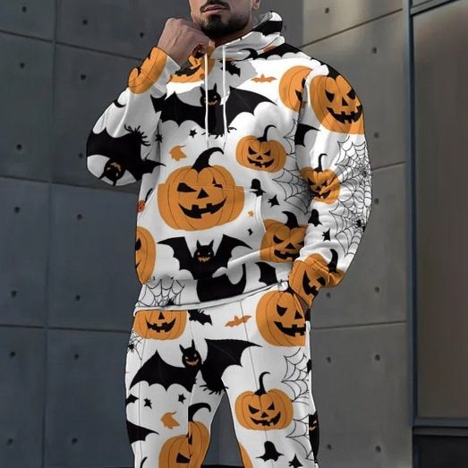 Felpa con cappuccio casual e ampia da uomo, modello "Little Pumpkin", per Halloween, 2024_voghion.com